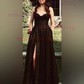 A-line Cowl Neck Tulle Prom Dresses With Ruched