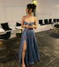 A-line Cowl Neck Tulle Prom Dresses With Ruched