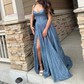 A-line Cowl Neck Tulle Prom Dresses With Ruched