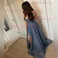 A-line Cowl Neck Tulle Prom Dresses With Ruched
