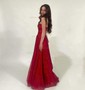 A-line Cowl Neck Tulle Prom Dresses With Ruched