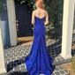 Mermaid V-neck Sparkly Velvet Sequin Prom Dresses
