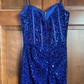 Mermaid V-neck Sparkly Velvet Sequin Prom Dresses