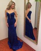 Mermaid V-neck Sparkly Velvet Sequin Prom Dresses