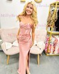 Sheath/Column Strapless Satin Corset Prom Dresses With Ruched