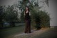 Sheath/Column V-neck Satin Prom Dresses With Appliques
