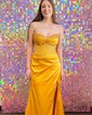 Mermaid Strapless Satin Corset Prom Dresses With Beading