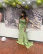Sheath/Column Sweetheart Satin Corset Prom Dresses With Appliques