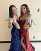 Sheath/Column Off-the-shoulder Satin Prom Dresses With Appliques