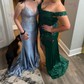 Sheath/Column Off-the-shoulder Satin Prom Dresses With Appliques