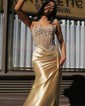 Mermaid Sweetheart Satin Corset Prom Dresses With Appliques