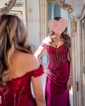 Sheath/Column Off-the-shoulder Satin Prom Dresses With Appliques