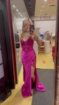 Sheath/Column V-neck Glitter Prom Dresses With Appliques