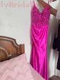 Sheath/Column V-neck Glitter Prom Dresses With Appliques