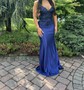 Mermaid V-neck Glitter Corset Prom Dresses With Appliques