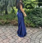 Mermaid V-neck Glitter Corset Prom Dresses With Appliques