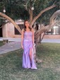 Sheath/Column V-neck Satin Corset Prom Dresses With Appliques