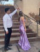 Sheath/Column V-neck Satin Corset Prom Dresses With Appliques