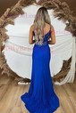 Sheath/Column V-neck Satin Corset Prom Dresses With Appliques