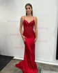 Mermaid V-neck Glitter Prom Dresses With Appliques