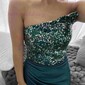 Sheath/Column Strapless Sparkly Sequin Satin Prom Dresses With Ruched