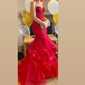 Mermaid Strapless Tulle Tiered Prom Dresses With Appliques
