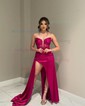 Sheath/Column V-neck Satin Floor-length Corset Prom Dresses With Ruched