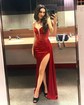 Sheath/Column V-neck Satin Floor-length Corset Prom Dresses With Ruched