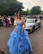 Princess Off-the-shoulder Tulle Ruffle Prom Dresses With Appliques