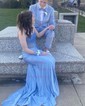 Mermaid Strapless Jersey Corset Prom Dresses With Beading