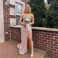 Sheath/Column Strapless Sparkly Sequin Prom Dresses With Beading
