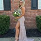 Sheath/Column Strapless Sparkly Sequin Prom Dresses With Beading