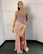 Sheath/Column Strapless Sparkly Sequin Prom Dresses With Beading