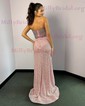 Sheath/Column Strapless Sparkly Sequin Prom Dresses With Beading