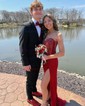Sheath/Column Strapless Sparkly Sequin Prom Dresses With Beading