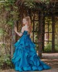 Princess Sweetheart Tulle Ruffle Prom Dresses With Appliques