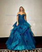 Princess Sweetheart Tulle Ruffle Prom Dresses With Appliques