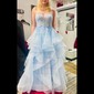 Princess Sweetheart Tulle Ruffle Prom Dresses With Appliques