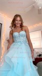 Princess Sweetheart Tulle Ruffle Prom Dresses With Appliques