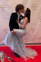 Black Mermaid Scoop Neck Backless Tulle Prom Dresses With Appliques