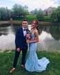 Mermaid Scoop Neck Backless Tulle Prom Dresses With Appliques