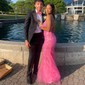 Mermaid Scoop Neck Backless Tulle Prom Dresses With Appliques