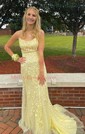 Mermaid Scoop Neck Tulle Beaded Prom Dresses With Appliques