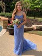 Mermaid Scoop Neck Backless Tulle Prom Dresses With Appliques
