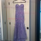 Sheath/Column Sweetheart Tulle Sweep Train Appliques Lace Prom Dresses
