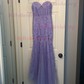 Sheath/Column Sweetheart Tulle Sweep Train Appliques Lace Prom Dresses
