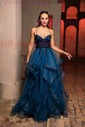 Princess Sweetheart Tulle Ruffle Prom Dresses With 3D Floral