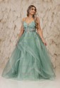 Princess Sweetheart Tulle Ruffle Prom Dresses With 3D Floral