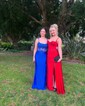 Sheath/Column Sweetheart Satin Corset Prom Dresses With Appliques