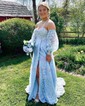 Ball Gown Sweetheart Lace Puff Sleeve Corset Prom Dresses